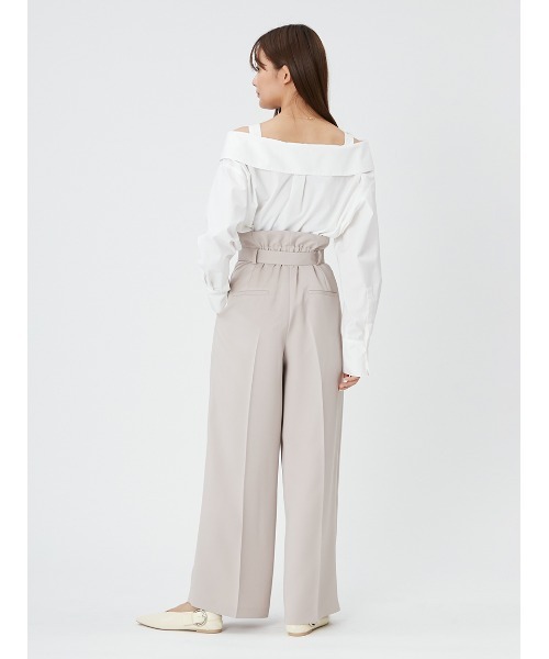 【新品】FRAY I.D シャツデザインオフショルブラウス　ストライプ FRAY I.D（フレイアイディー）の「シャツデザインオフショル