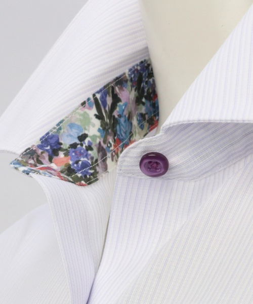 TOKYO SHIRTS(トウキョウシャツ)の「形態安定ノーアイロン レギュラー(花柄別生地) 長袖ビジネスワイシャツ(ビジネスシャツ・レディース・ラベンダー・S/M/L/LL/XL/XS)」の4枚目の写真