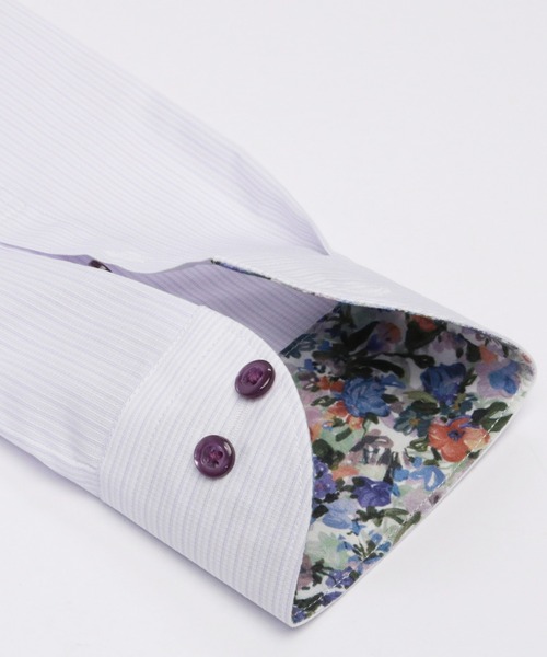 TOKYO SHIRTS(トウキョウシャツ)の「形態安定ノーアイロン レギュラー(花柄別生地) 長袖ビジネスワイシャツ(ビジネスシャツ・レディース・ラベンダー・S/M/L/LL/XL/XS)」の3枚目の写真