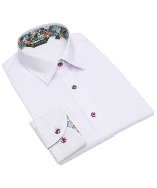 TOKYO SHIRTS(トウキョウシャツ)の「形態安定ノーアイロン レギュラー(花柄別生地) 長袖ビジネスワイシャツ(ビジネスシャツ・レディース・ラベンダー・S/M/L/LL/XL/XS)」の8枚目の写真