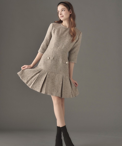 emiriawiz(エミリアウィズ)の「Half sleeve piping tweed one-piece(ワンピース・レディース・ブラック/グレイッシュベージュ・SMALL/MEDIUM)」の15枚目の写真