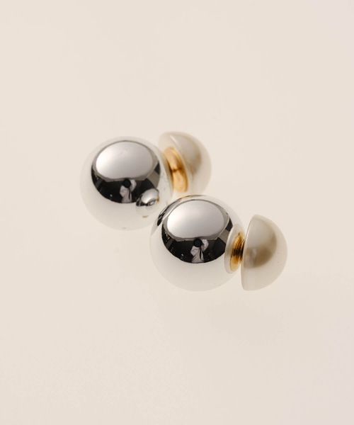 ANOH（アノー）の「コンビパールボールピアス（ピアス（両耳用）・レディース・ゴールド/シルバー・FREE）」の3枚目の写真