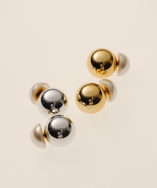 ANOH（アノー）の「コンビパールボールピアス（ピアス（両耳用）・レディース・ゴールド/シルバー・FREE）」の7枚目の写真