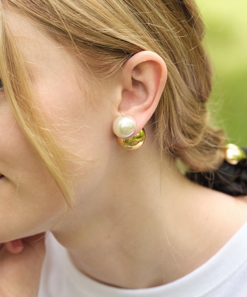 ANOH（アノー）の「コンビパールボールピアス（ピアス（両耳用）・レディース・ゴールド/シルバー・FREE）」の18枚目の写真