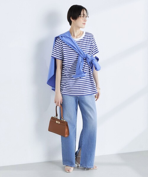 Rie Miller（リエミラー）の「ボーダー半袖Tシャツ（Tシャツ/カットソー・レディース・ブルー系その他/ブルー系その他6/ブラック系その他・38）」の5枚目の写真