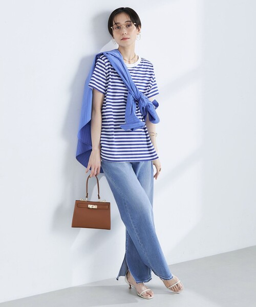 Rie Miller（リエミラー）の「ボーダー半袖Tシャツ（Tシャツ/カットソー・レディース・ブルー系その他/ブルー系その他6/ブラック系その他・38）」の6枚目の写真