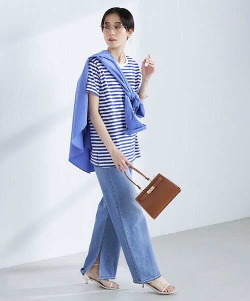 Rie Miller（リエミラー）の「ボーダー半袖Tシャツ（Tシャツ/カットソー・レディース・ブルー系その他/ブルー系その他6/ブラック系その他・38）」の8枚目の写真