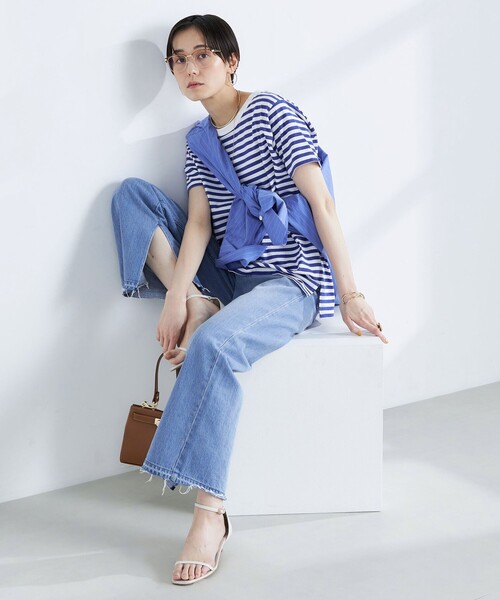 Rie Miller（リエミラー）の「ボーダー半袖Tシャツ（Tシャツ/カットソー・レディース・ブルー系その他/ブルー系その他6/ブラック系その他・38）」の12枚目の写真