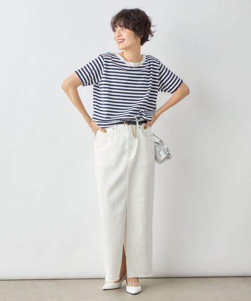 Rie Miller（リエミラー）の「ボーダー半袖Tシャツ（Tシャツ/カットソー・レディース・ブルー系その他/ブルー系その他6/ブラック系その他・38）」の19枚目の写真