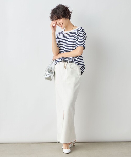 Rie Miller（リエミラー）の「ボーダー半袖Tシャツ（Tシャツ/カットソー・レディース・ブルー系その他/ブルー系その他6/ブラック系その他・38）」の21枚目の写真