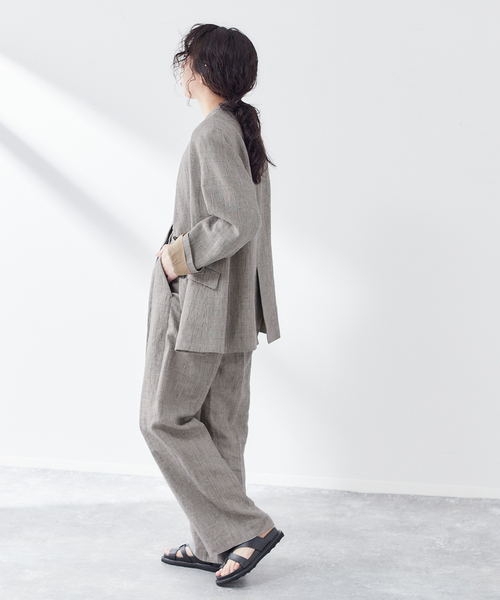 journal standard L'essage(ジャーナルスタンダードレサージュ)の「リネンオックス/チェックジャケット(テーラードジャケット・レディース・グレー/ベージュ・FREE)」の8枚目の写真