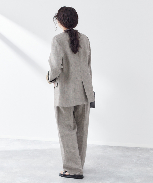 journal standard L'essage(ジャーナルスタンダードレサージュ)の「リネンオックス/チェックジャケット(テーラードジャケット・レディース・グレー/ベージュ・FREE)」の9枚目の写真