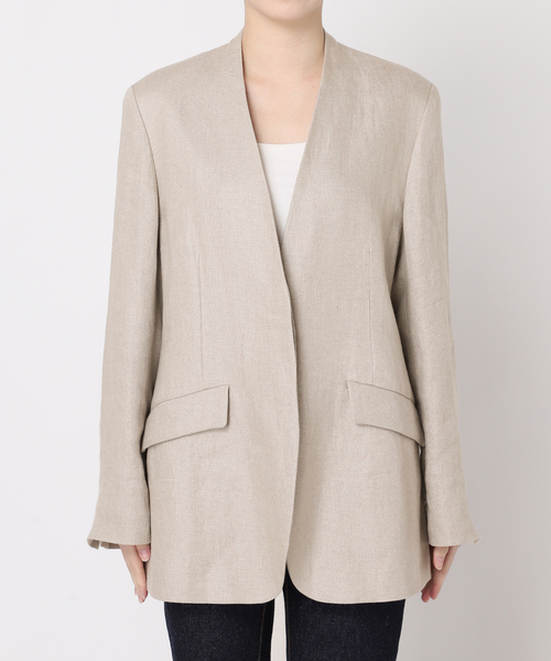 journal standard L'essage(ジャーナルスタンダードレサージュ)の「リネンオックス/チェックジャケット(テーラードジャケット・レディース・グレー/ベージュ・FREE)」の13枚目の写真