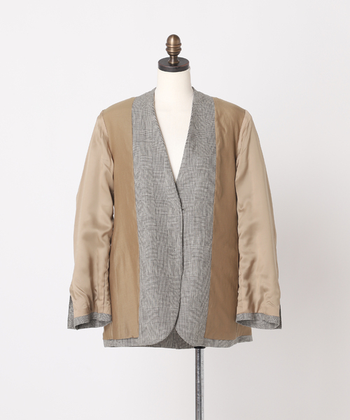 journal standard L'essage(ジャーナルスタンダードレサージュ)の「リネンオックス/チェックジャケット(テーラードジャケット・レディース・グレー/ベージュ・FREE)」の15枚目の写真