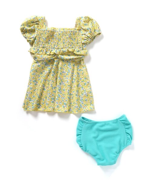 apres les cours（アプレレクール）の「フラワーパフスリーブワンピース風セパレート水着（水着・キッズ・ピンク/イエロー・80/90/100/110/120/130/140）」の3枚目の写真