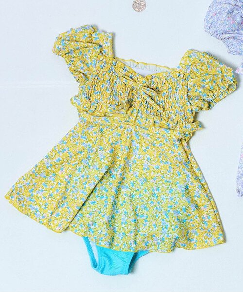apres les cours（アプレレクール）の「フラワーパフスリーブワンピース風セパレート水着（水着・キッズ・ピンク/イエロー・80/90/100/110/120/130/140）」の22枚目の写真