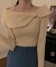 Nia | Nia(ニア)/デコルテリボン　リブニットトップス(ニット/セーター)