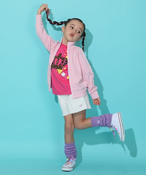 親子お揃い ヒョウ柄 ワッペン ペイント Tシャツ 9220K（Tシャツ