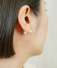 K18・K10 タンスイパール リーフ ライン ワンポイントピアス
