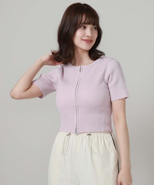 archives(アルシーヴ)の「Wzipハーフスリーブラメリブニット(ニット/セーター・レディース・ブルー/オフホワイト/ピンク/イエロー/オレンジ・MEDIUM)」の10枚目の写真