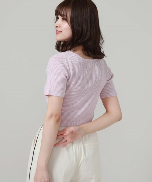 archives(アルシーヴ)の「Wzipハーフスリーブラメリブニット(ニット/セーター・レディース・ブルー/オフホワイト/ピンク/イエロー/オレンジ・MEDIUM)」の12枚目の写真