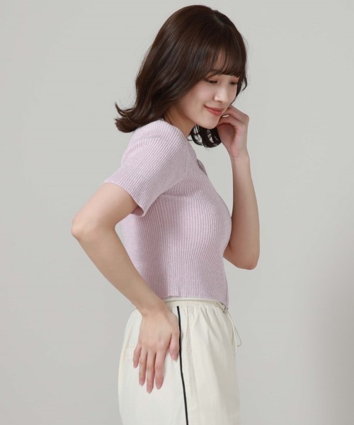 archives(アルシーヴ)の「Wzipハーフスリーブラメリブニット(ニット/セーター・レディース・ブルー/オフホワイト/ピンク/イエロー/オレンジ・MEDIUM)」の11枚目の写真