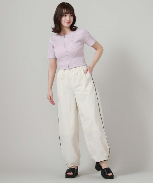 リナシメント RINASCIMENTO ハーフスリーブラメリブニットTOPS （var.Beige Chiaro） リナシメント RINASCIMENTO ハーフスリーブラメリブニットTOPS