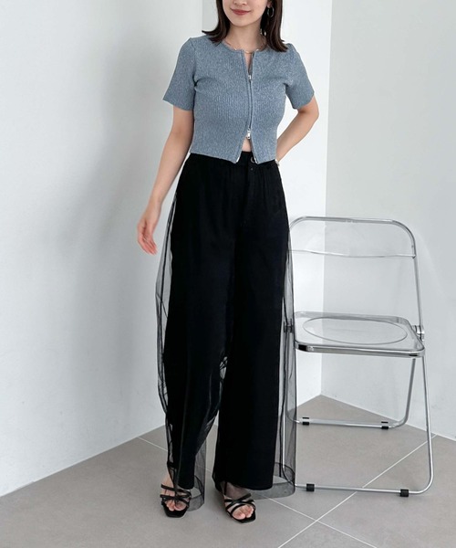 archives(アルシーヴ)の「Wzipハーフスリーブラメリブニット(ニット/セーター・レディース・ブルー/オフホワイト/ピンク/イエロー/オレンジ・MEDIUM)」の18枚目の写真