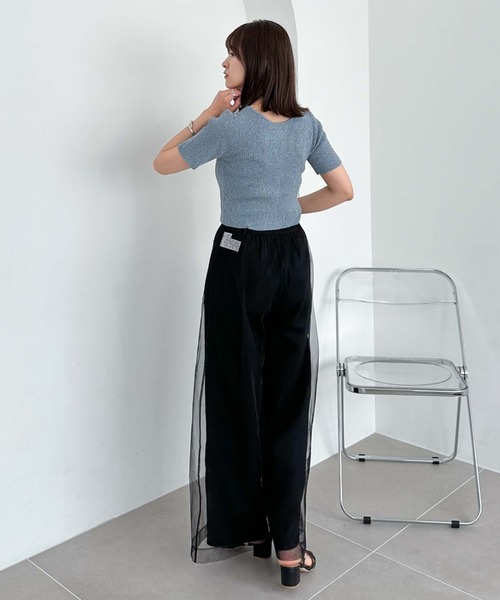 archives(アルシーヴ)の「Wzipハーフスリーブラメリブニット(ニット/セーター・レディース・ブルー/オフホワイト/ピンク/イエロー/オレンジ・MEDIUM)」の21枚目の写真