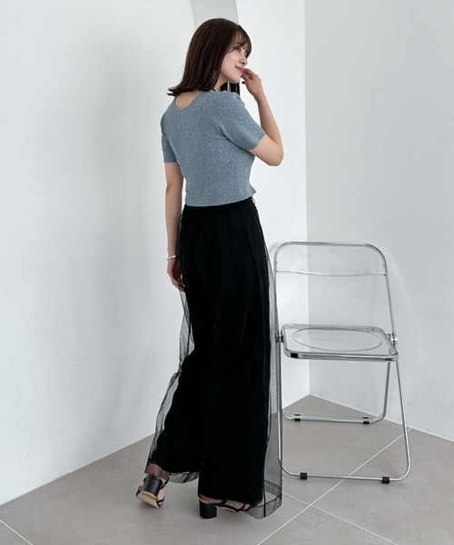 archives(アルシーヴ)の「Wzipハーフスリーブラメリブニット(ニット/セーター・レディース・ブルー/オフホワイト/ピンク/イエロー/オレンジ・MEDIUM)」の20枚目の写真