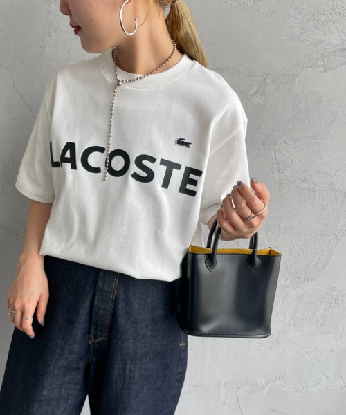 LACOSTE（ラコステ）の「[LACOSTE/ラコステ] ヘビーウェイト ロゴプリントＴシャツ（Tシャツ/カットソー・レディース・シルバー/ホワイト/ブラック/ネイビー・2/3/4）」の2枚目の写真