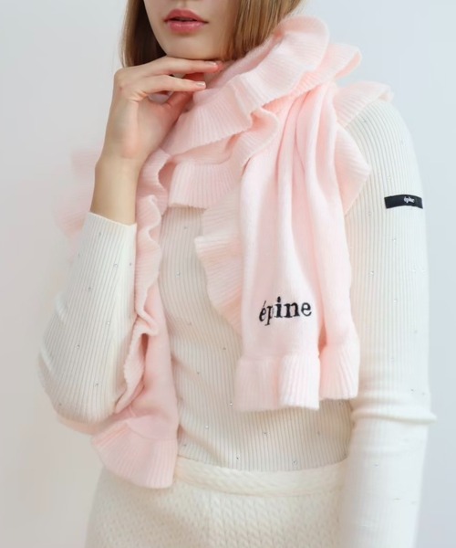 epine エピヌ　マフラー　ピンク epine（エピヌ）の「epine frill knit muffler（マフラー）」 - WEAR