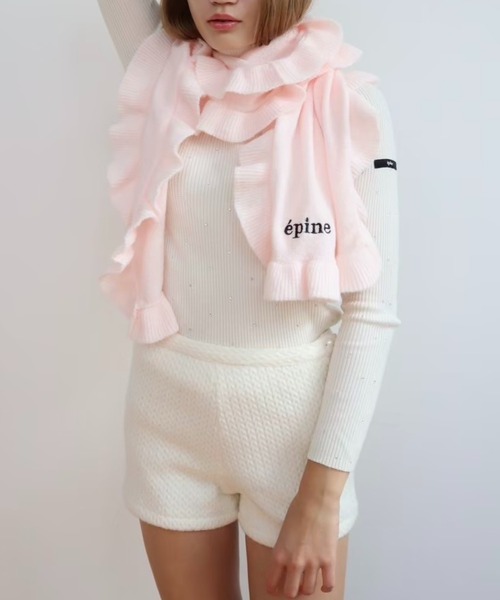 epine エピヌ　マフラー　ピンク epine（エピヌ）の「e embroidery logo muffler pink（マフラー