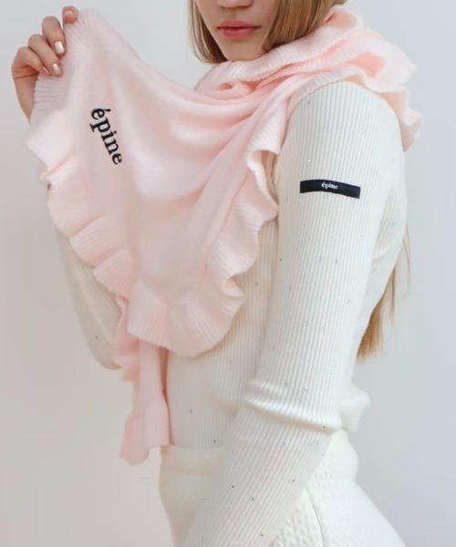 epine エピヌ　マフラー　ピンク epine（エピヌ）の「e embroidery logo muffler pink（マフラー