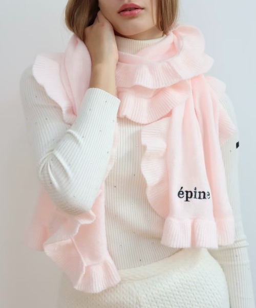 epine(エピヌ)の「epine frill knit muffler(マフラー・レディース・ピンク・FREE)」の10枚目の写真