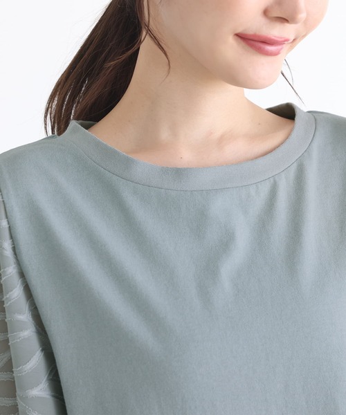 n'OrLABEL(ノアールレーベル)の「カットジャカード異素材ドルマンプルオーバー(Tシャツ/カットソー・レディース・ブラック/ミント/オフホワイト・FREE)」の14枚目の写真