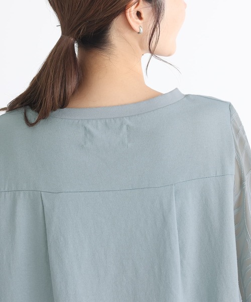 n'OrLABEL(ノアールレーベル)の「カットジャカード異素材ドルマンプルオーバー(Tシャツ/カットソー・レディース・ブラック/ミント/オフホワイト・FREE)」の15枚目の写真