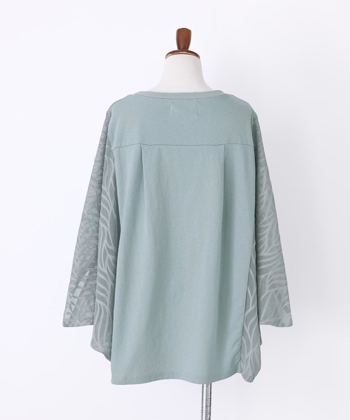 n'OrLABEL(ノアールレーベル)の「カットジャカード異素材ドルマンプルオーバー(Tシャツ/カットソー・レディース・ブラック/ミント/オフホワイト・FREE)」の21枚目の写真