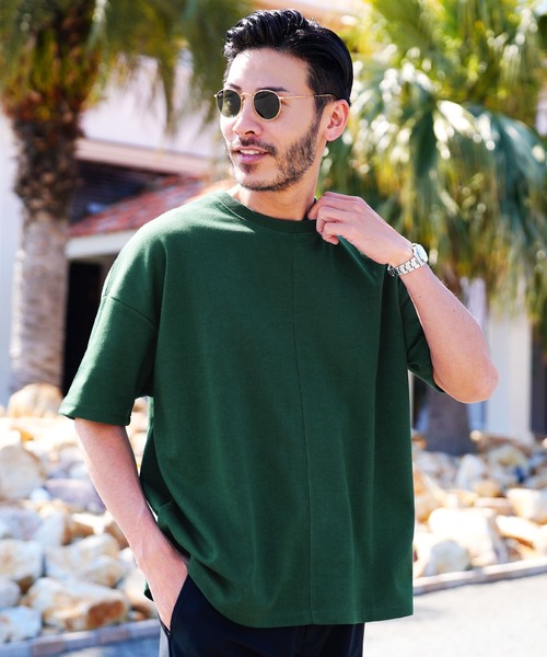 ☆韓国の人気☆【ONGO】☆hey loose striped t☆Tシャ.ツ☆ センターステッチ切り替え 無地 ビッグTシャツ(Tシャツ