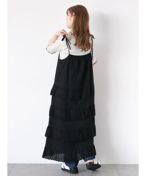 ehka sopo（エヘカソポ）の「レースフリルキャミワンピース（ワンピース・レディース・ブラック/オフホワイト/ブルー・F）」の17枚目の写真