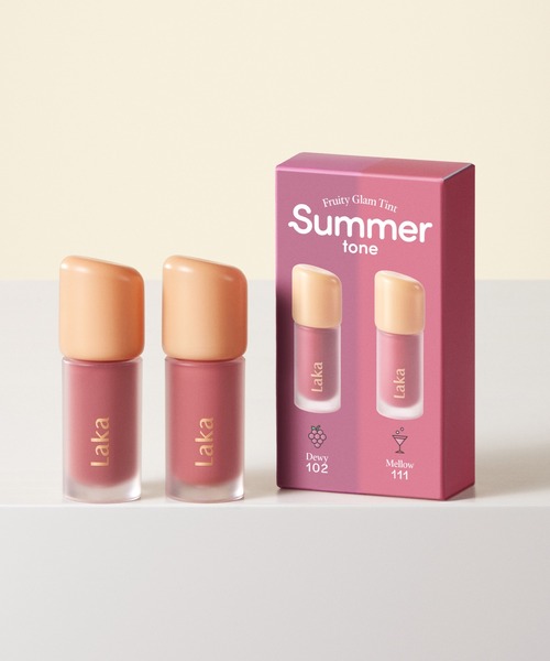 Laka（ラカ）の「【数量限定】フルーティーグラムティント ミニデュオ（口紅/リップティント/グロス・レディース・#スプリングトーンエディション/#サマートーンエディション/#ウィンタートーンエディション/#オータムトーンエディション/#ロージーエディション/#ナッティーエディション・FREE）」の5枚目の写真