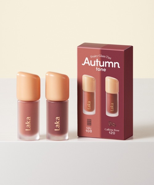 Laka（ラカ）の「【数量限定】フルーティーグラムティント ミニデュオ（口紅/リップティント/グロス・レディース・#スプリングトーンエディション/#サマートーンエディション/#ウィンタートーンエディション/#オータムトーンエディション/#ロージーエディション/#ナッティーエディション・FREE）」の2枚目の写真
