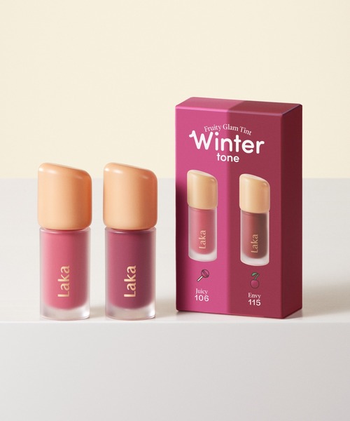 Laka（ラカ）の「【数量限定】フルーティーグラムティント ミニデュオ（口紅/リップティント/グロス・レディース・#スプリングトーンエディション/#サマートーンエディション/#ウィンタートーンエディション/#オータムトーンエディション/#ロージーエディション/#ナッティーエディション・FREE）」の4枚目の写真