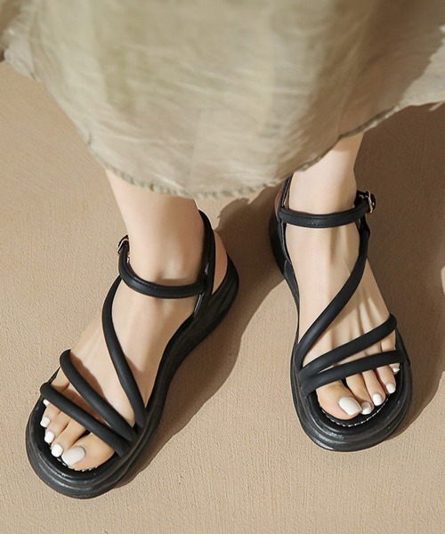 Miniministore(ミニミニストア)の「厚底サンダル ストラップ靴 夏 韓国風(サンダル・レディース・ブラック/アイボリー/クリーム・22.5cm/23.5cm/24.5cm/23.0cm/24.0cm/25.0cm)」の1枚目の写真