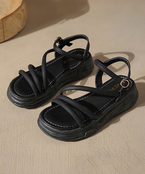Miniministore(ミニミニストア)の「厚底サンダル ストラップ靴 夏 韓国風(サンダル・レディース・ブラック/アイボリー/クリーム・22.5cm/23.5cm/24.5cm/23.0cm/24.0cm/25.0cm)」の12枚目の写真