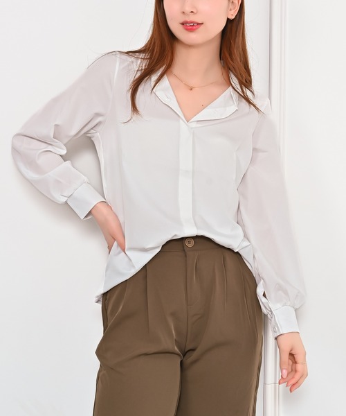 Alite cloth(アリーテクロス)の「スキッパーブラウス(シャツ/ブラウス・レディース・ホワイト・S/M/L/XL)」の1枚目の写真