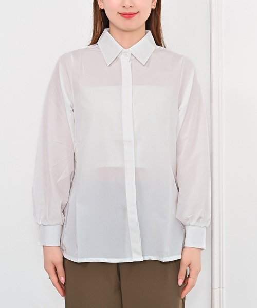 Alite cloth(アリーテクロス)の「スキッパーブラウス(シャツ/ブラウス・レディース・ホワイト・S/M/L/XL)」の3枚目の写真