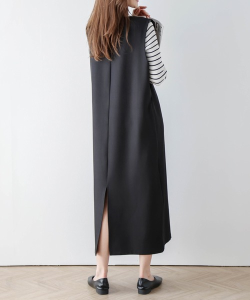 overE キーネックジャンパースカート　ブラック オーバーイー overE キーネックジャンパースカート ワンピース