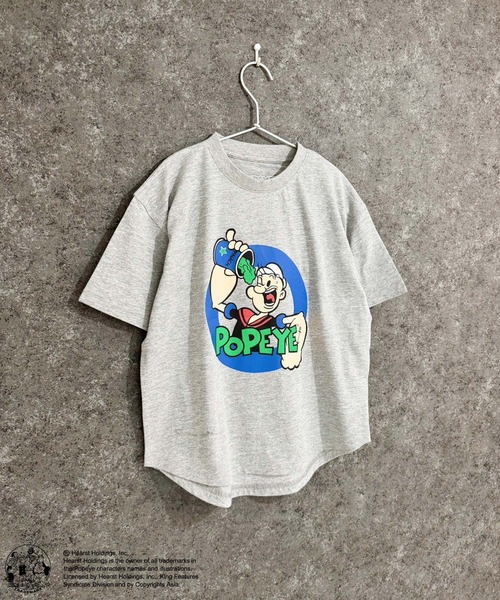POPEYE(ポパイ)の「POPEYE ポパイ オーバーサイズ ヘム 半袖Tシャツ(Tシャツ/カットソー・キッズ・オフホワイト/ベージュ/チャコール/ホワイト系/ブラック/ネイビー/ダークグリーン/杢グレー・130cm/120cm/110cm/160cm/150cm/140cm)」の5枚目の写真