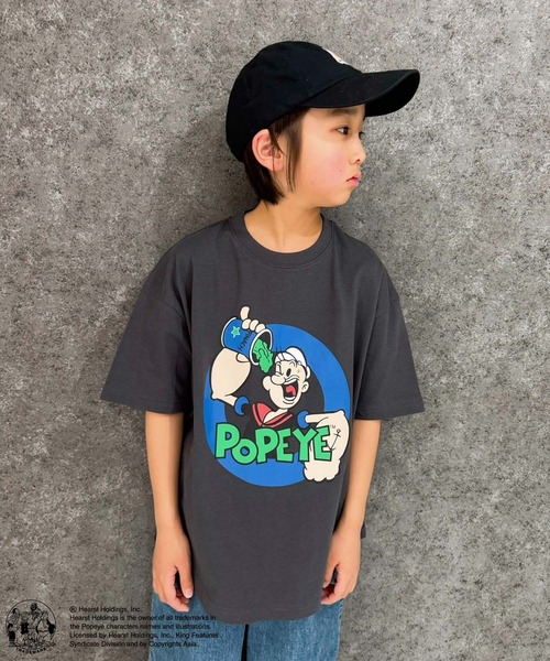 POPEYE(ポパイ)の「POPEYE ポパイ オーバーサイズ ヘム 半袖Tシャツ(Tシャツ/カットソー・キッズ・オフホワイト/ベージュ/チャコール/ホワイト系/ブラック/ネイビー/ダークグリーン/杢グレー・130cm/120cm/110cm/160cm/150cm/140cm)」の6枚目の写真